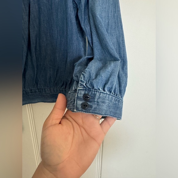Madewell Long Sleeve Denim Wrap Top, Size Medium - Picture 9 of 9